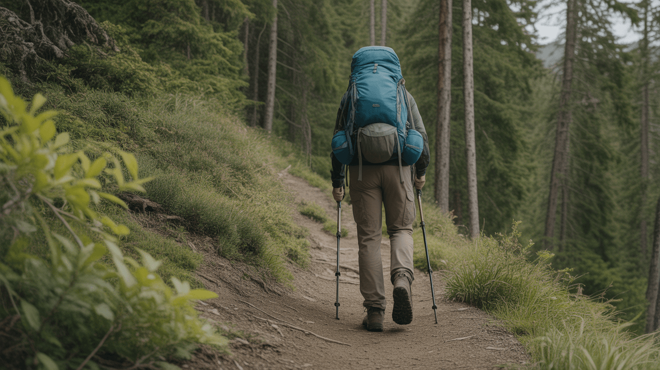hiker following Leave No Trace rules on forest trail