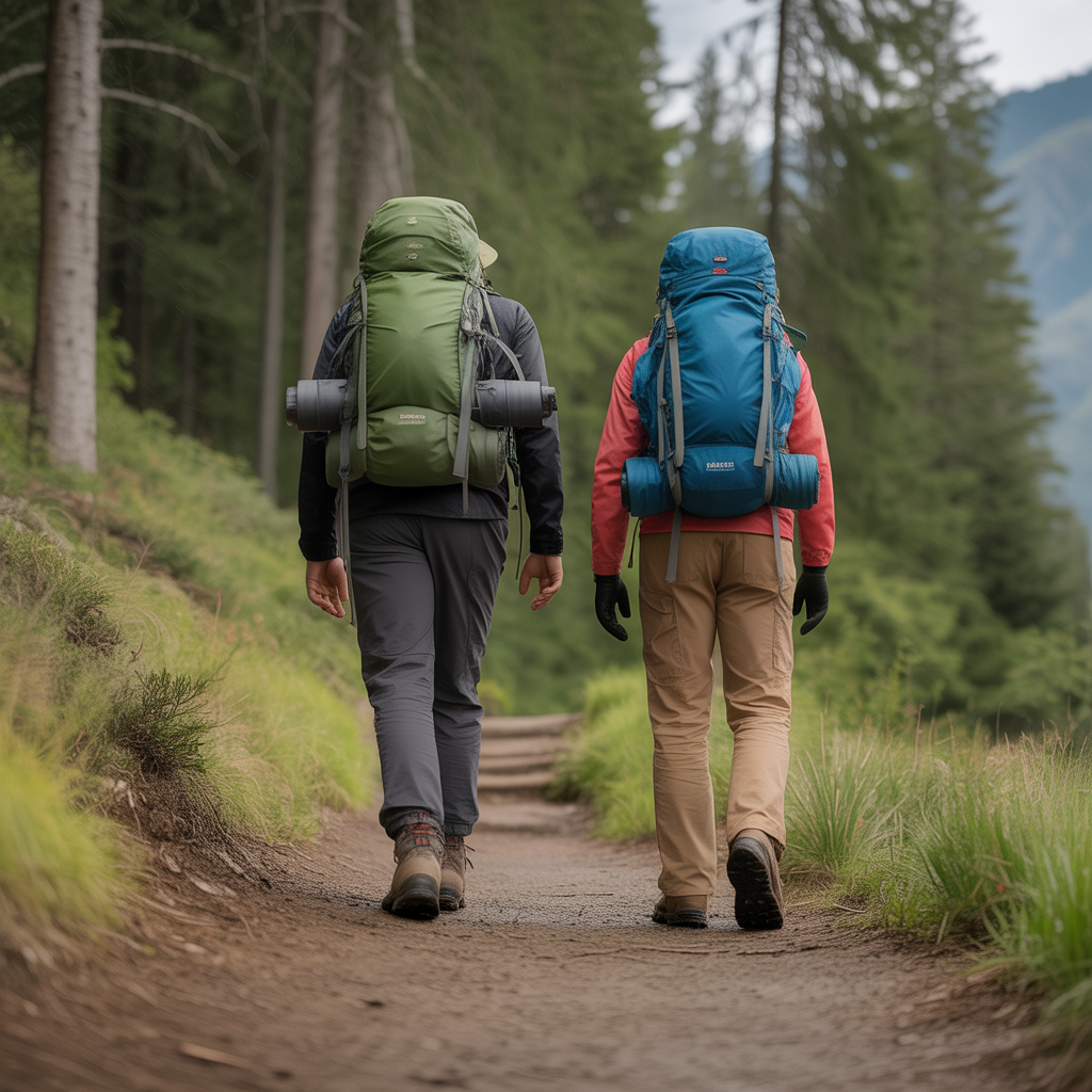 hikers walking on beginner-friendly forest trail with clear trail markers
