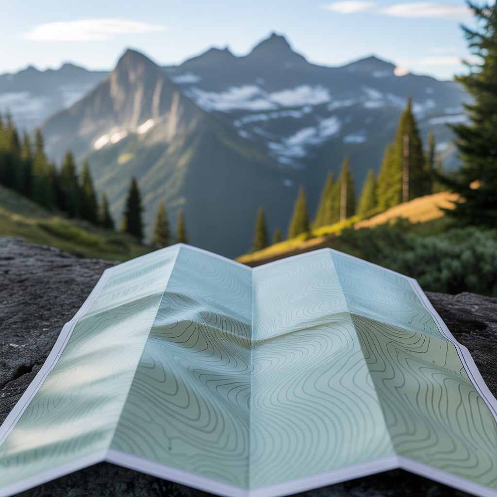 topographic map showing contour lines with mountain terrain demonstrating how to read elevation changes for hiking