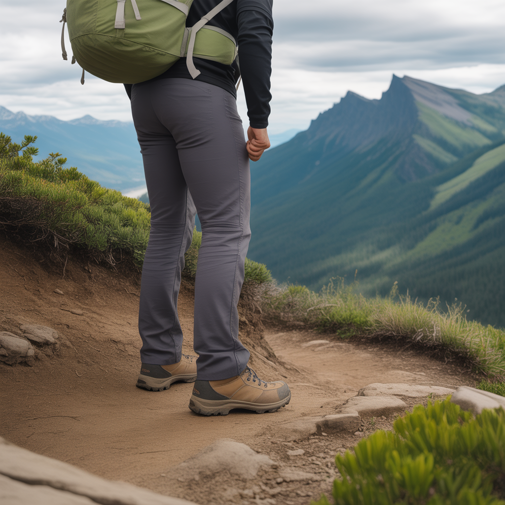 hiker at switchback trail turn with elevation gain visible showing why trails zigzag