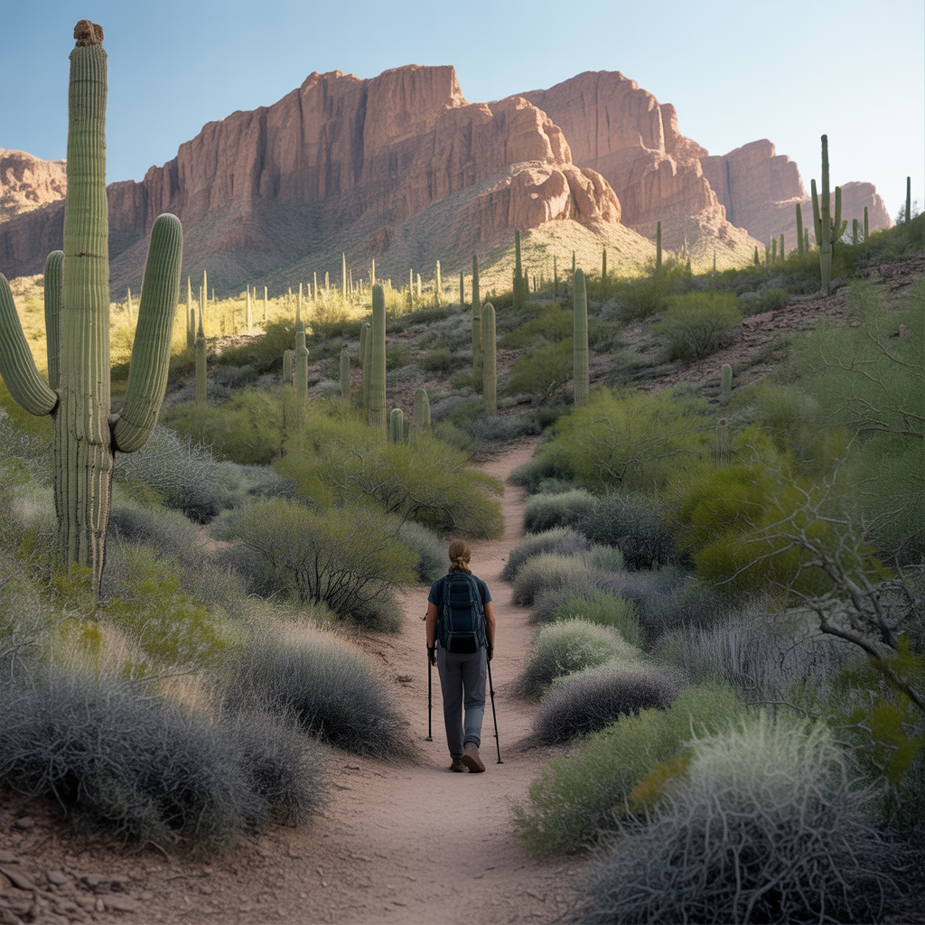 Hiker on a long desert trail where chafing prevention on the trail becomes essential