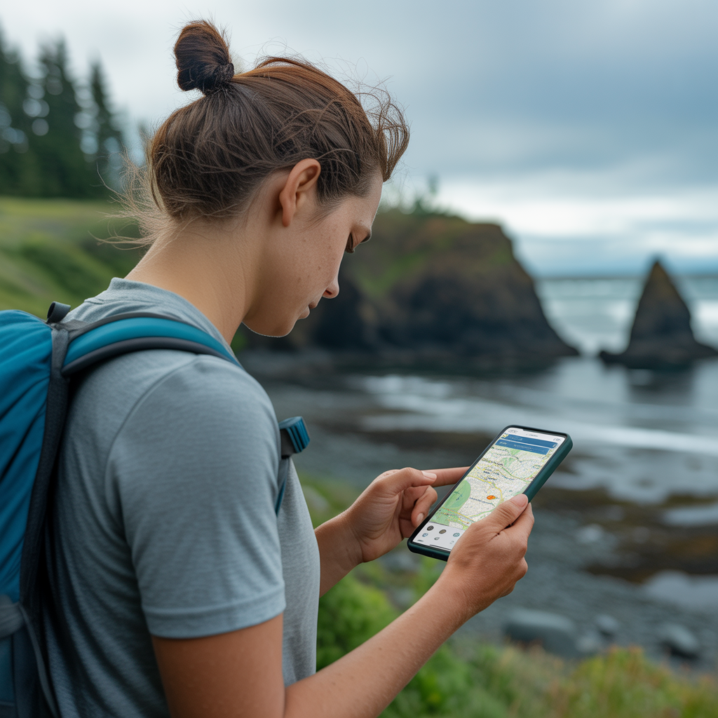 Hiker using navigation tools as part of choosing budget hiking gear without sacrificing safety